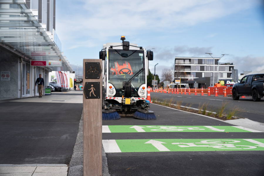 We mobile mini cycle way sweepers daily on the Tauranga city council network